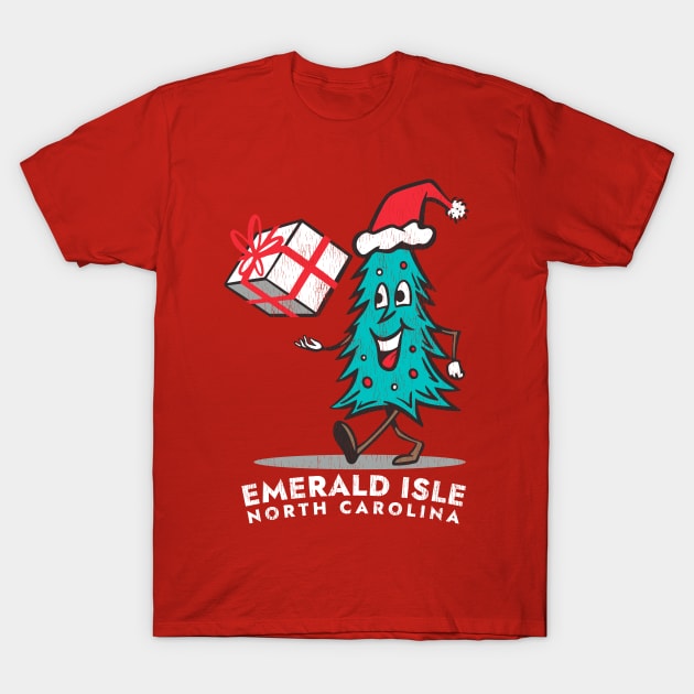 Emerald Isle, NC Vacationing Christmas Tree T-Shirt by Contentarama